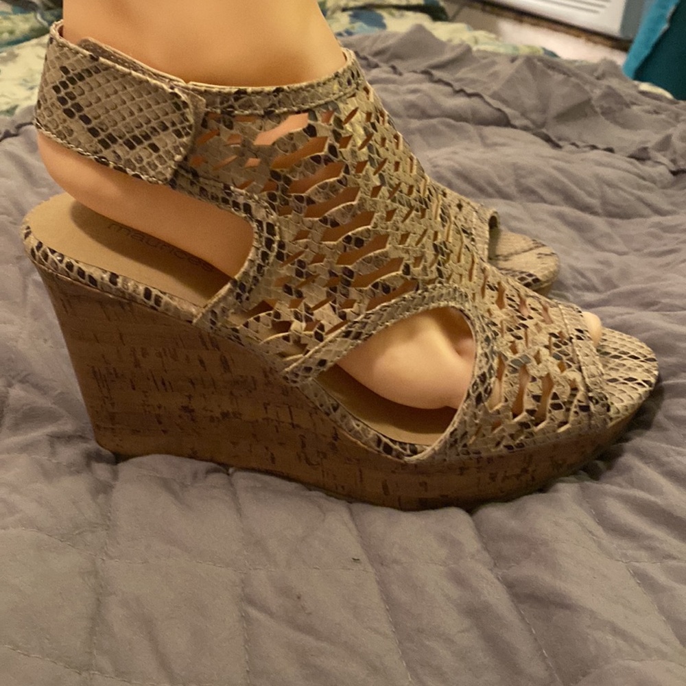 Maurice’s snakeskin wedges 8.5